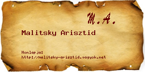 Malitsky Arisztid névjegykártya